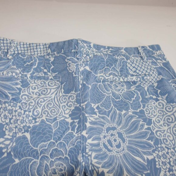 Talbots Women's Relaxed Chino Pants Size 14 Blue White 28" Inseam Floral Print - Picture 6 of 6